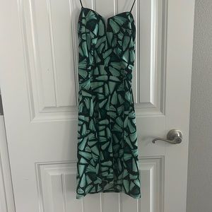 Teal and Black Strapless Dress